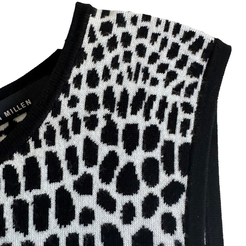 Karen Millen Fit & Flare Knit Sweater Dress Black & White Sz 4 - Picture 4 of 14